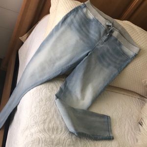 Drawstring stretch jeans